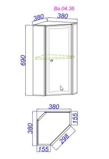 Навесной шкаф Aqwella Барселона Ba.04.36 угловой